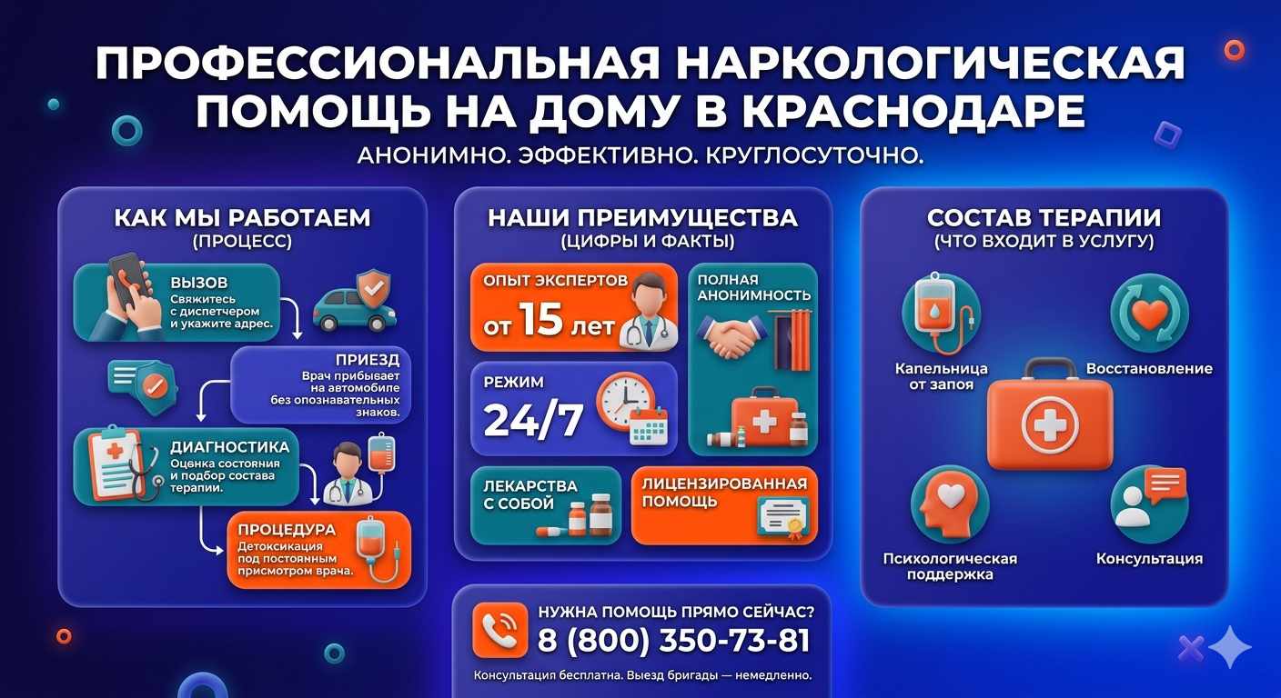 Инфографика о принципах лечения алкоголизма на дому в Омутнинске: этапы вызова нарколога, преимущества анонимной детоксикации и состав медицинской помощи.